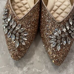 NWT Birdies The Swan Gold Sparkle mules
